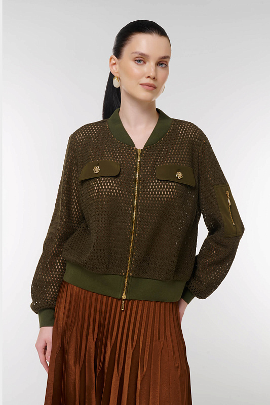 Жакет  на молнии с перфорацией Цвет Зеленый