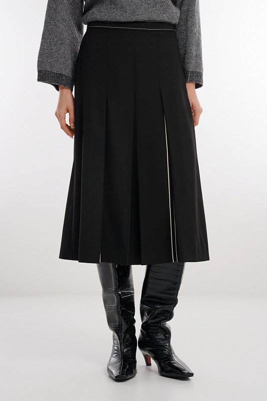 Юбка с декоративной тесьмой Цвет Черный