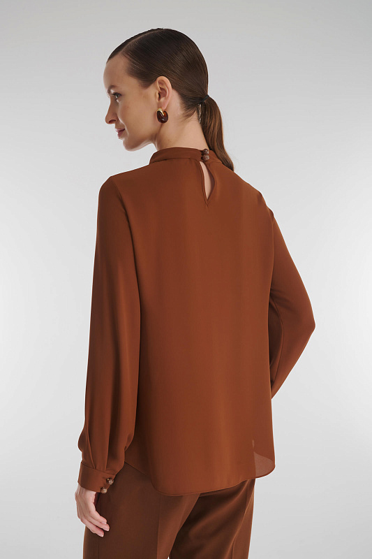 Блузка с накладным декором Цвет Коричневый Изображение 2