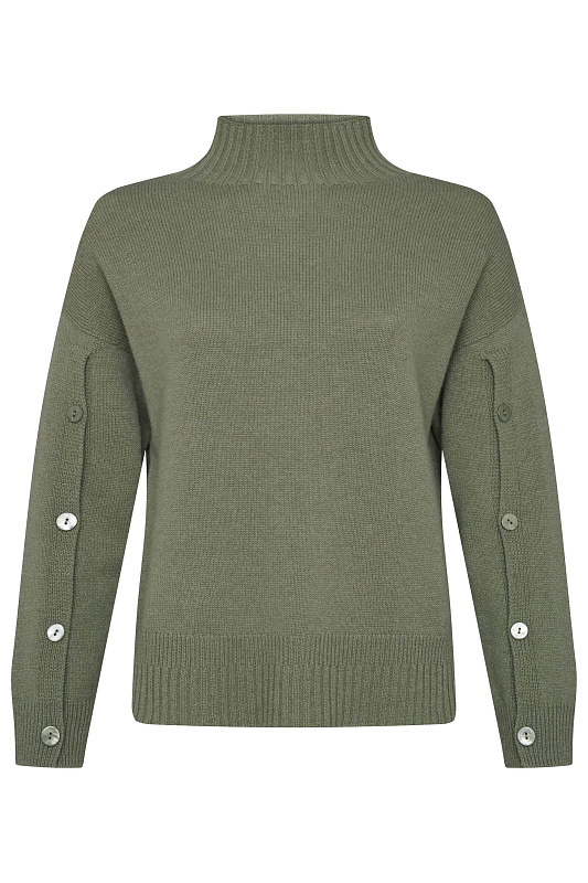 Свитер с пуговицами на рукавах Цвет Оливковый
