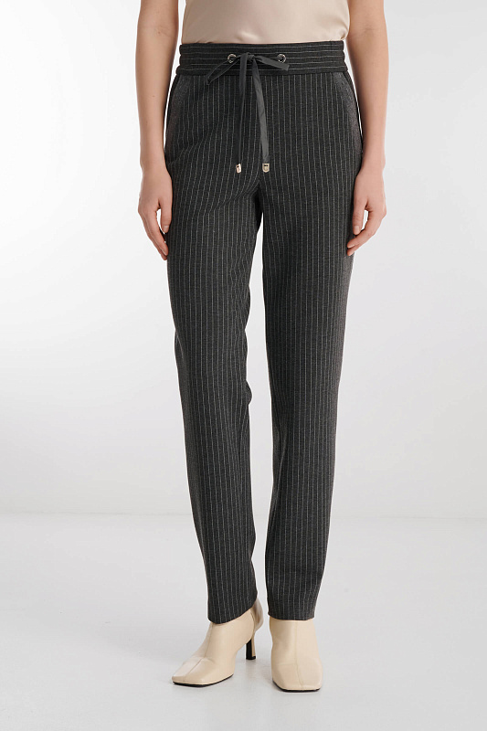 Брюки в полоску из смесовой вискозы Цвет Серый