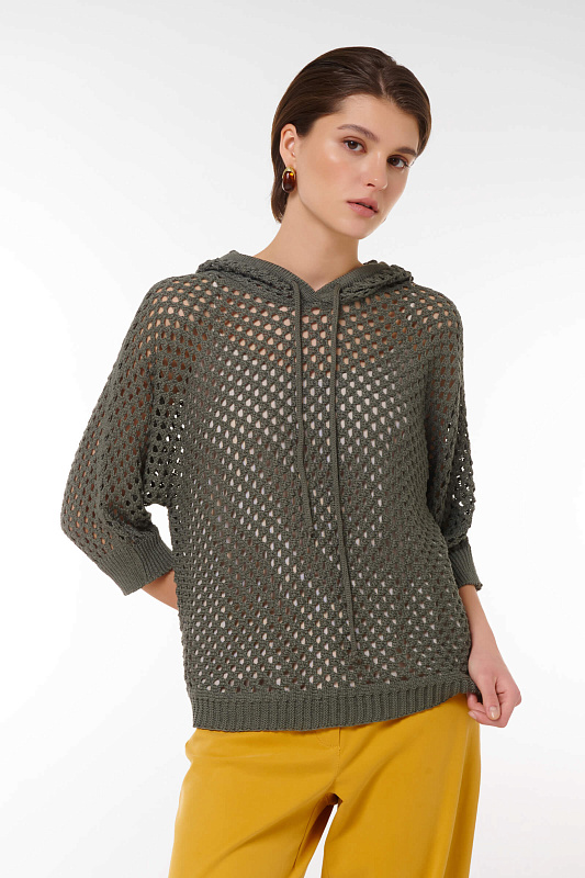 Джемпер с перфорацией Цвет Оливковый