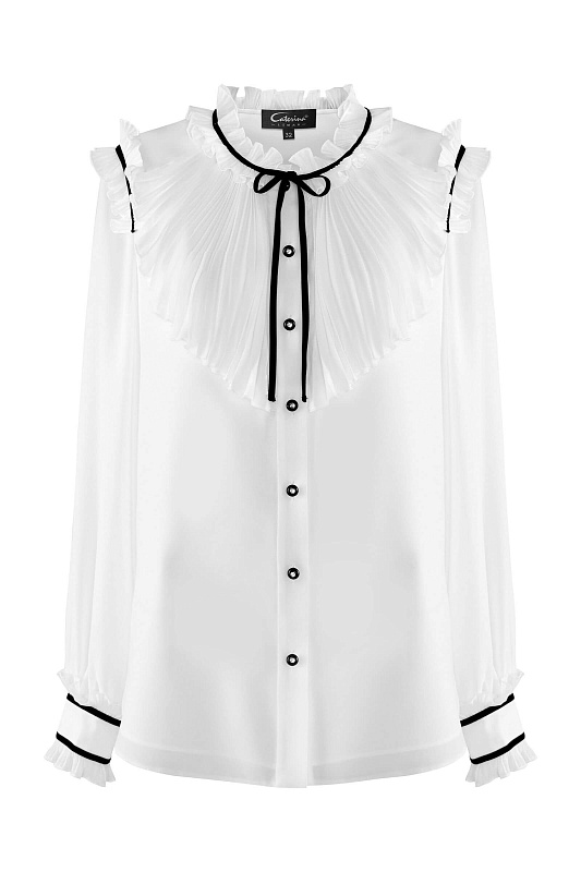 Рубашка с жабо и рюшами Цвет Бежевый