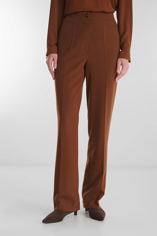 Прямые брюки со стрелками из смесовой вискозы Цвет Коричневый
