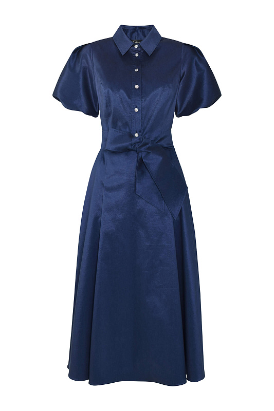 Платье миди с поясом Цвет Синий