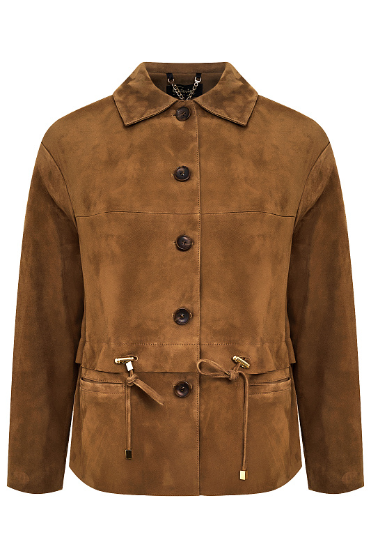 Удлиненная куртка из натуральной кожи Цвет Коричневый