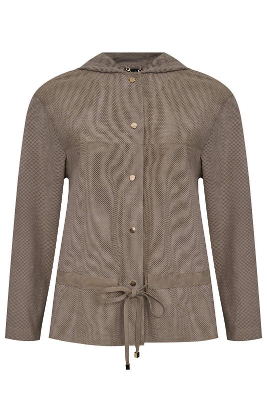 Куртка с перфорацией из натуральной кожи Цвет Бежевый