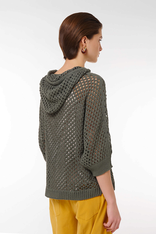 Джемпер с перфорацией Цвет Оливковый Изображение 2