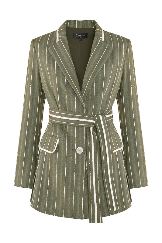 Приталенный жакет с поясом Цвет Зеленый