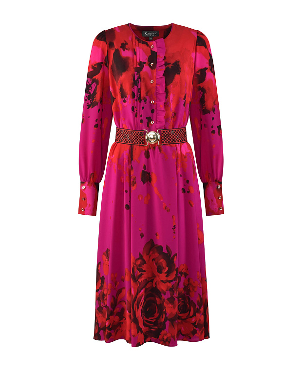 Платье А-силуэта с оборками Цвет Фуксия