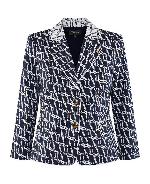 Приталенный пиджак из хлопка Цвет Синий