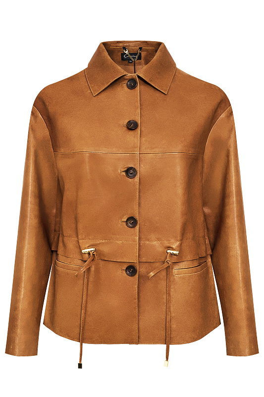 Удлиненная куртка из натуральной кожи Цвет Коричневый