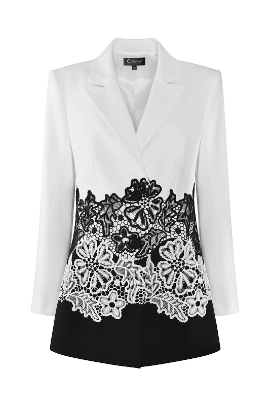 Пиджак с цветочным кружевом Цвет Черно-белый