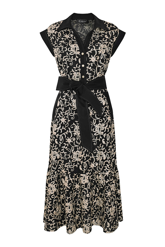 Платье с вышивкой Цвет Черный