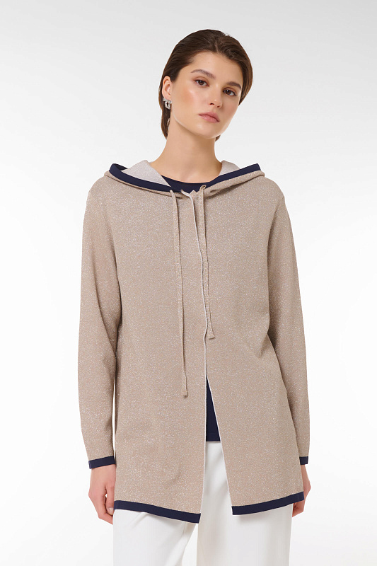 Кардиган на молнии с люрексом Цвет Бежевый