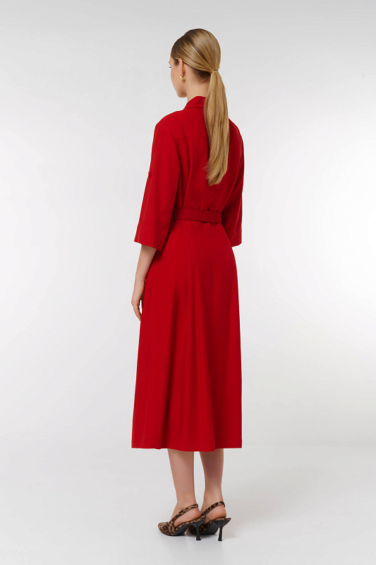 Платье миди с карманами Цвет Красный Изображение 2