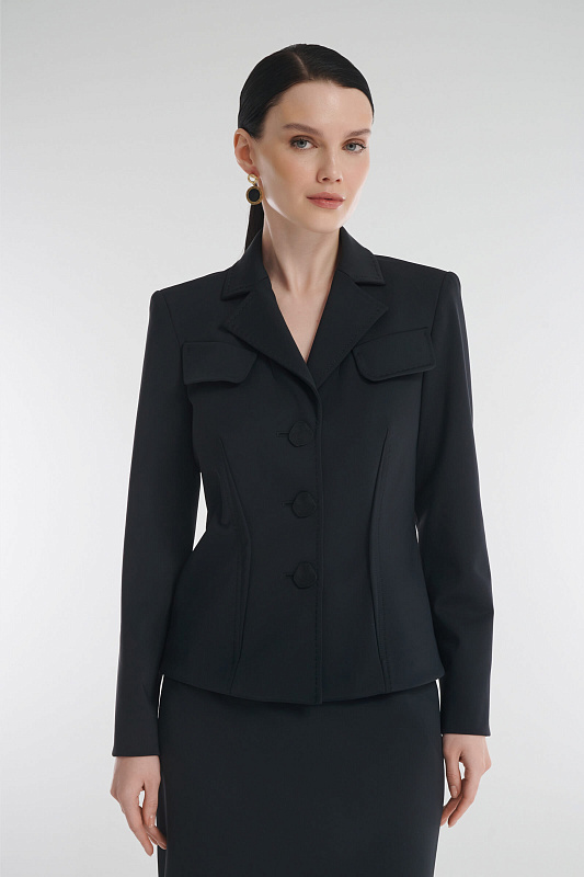 Приталенный жакет с декоративной строчкой Цвет Черный