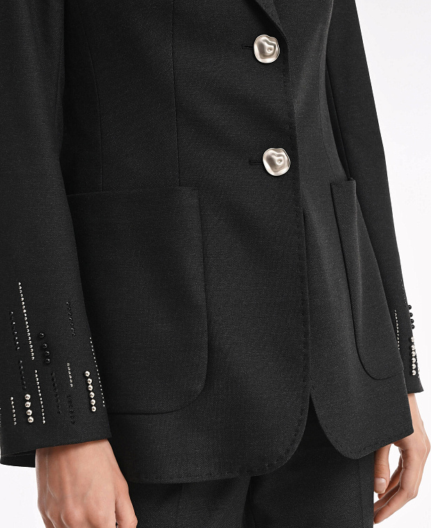 Пиджак с декоративными деталями на рукавах Цвет Черный Изображение 2