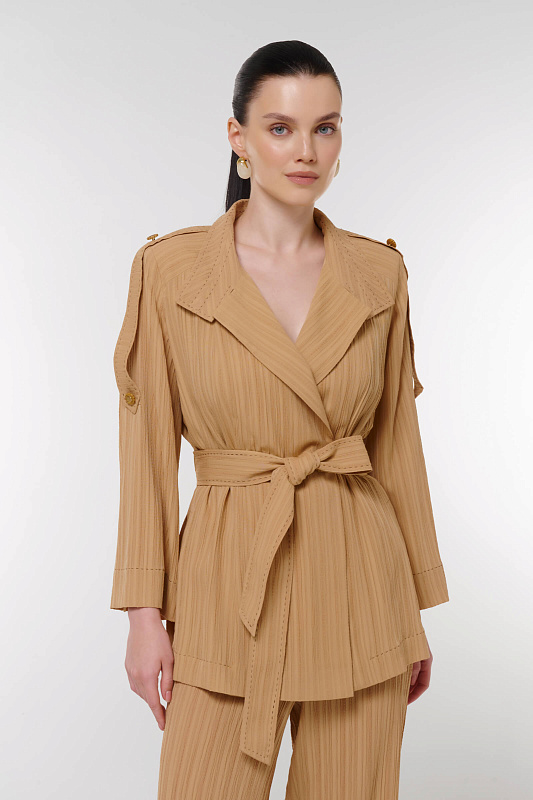 Жакет из фактурного материала Цвет Бежевый