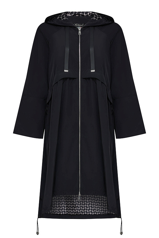 Длинный плащ с капюшоном Цвет Черный
