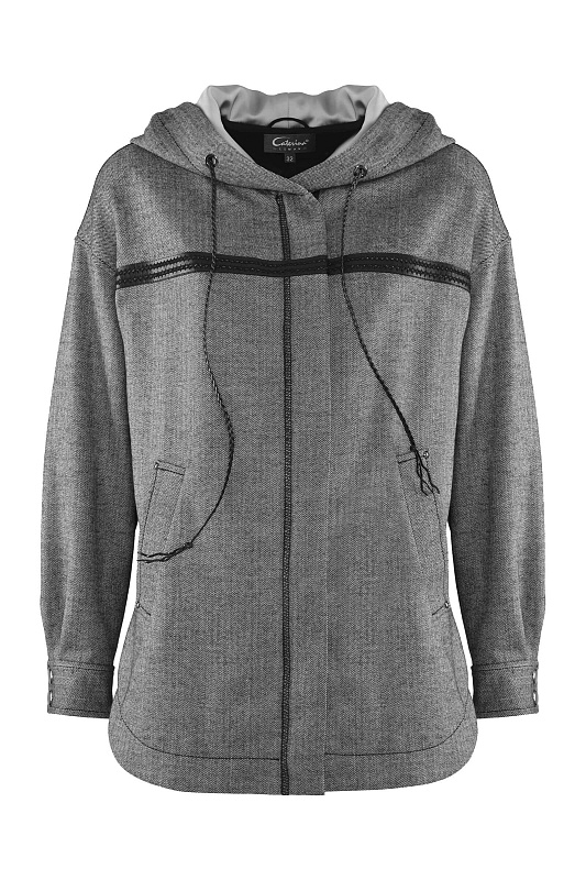 Жакет из поливискозы с капюшоном Цвет Серый