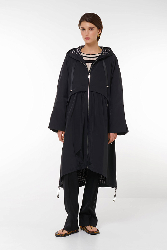 Длинный плащ с капюшоном Цвет Черный