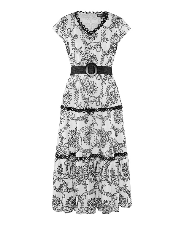 Хлопковое платье с вышивкой Цвет Черно-белый