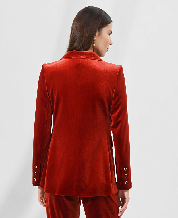 Приталенный бархатный пиджак с английским воротником Цвет Оранжевый Изображение 2