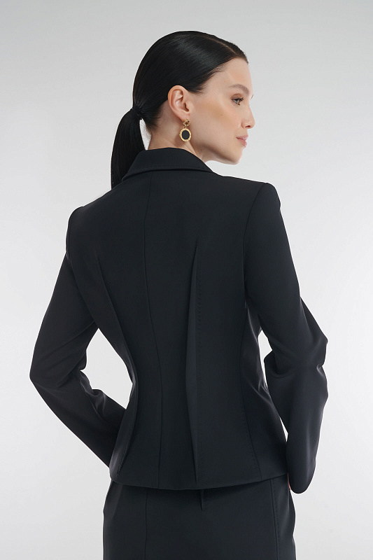Приталенный жакет с декоративной строчкой Цвет Черный Изображение 2