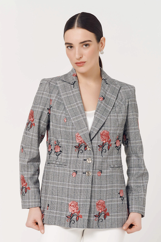 Пиджак с комбинированным принтом Цвет Серый