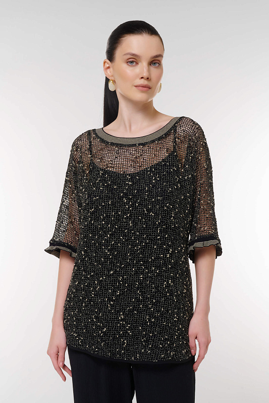 Блузка с перфорацией Цвет Черный