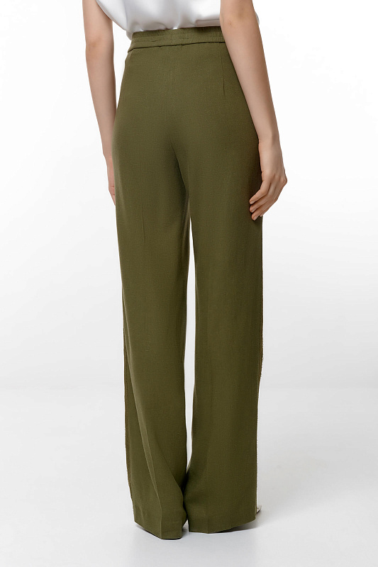 Брюки из вискозы и льна Цвет Зеленый Изображение 2