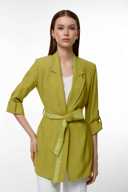 Жакет с поясом и рукавом 3/4 Цвет Оливковый