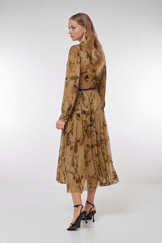 Платье с цветочным узором из велюра Цвет Мультиколор Изображение 2