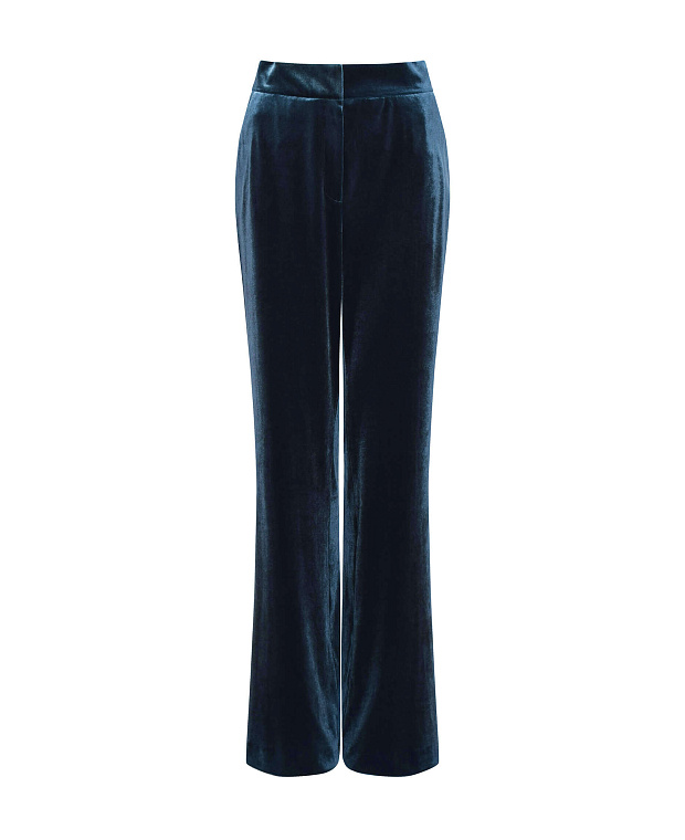 Бархатные брюки с высокой посадкой Цвет Синий