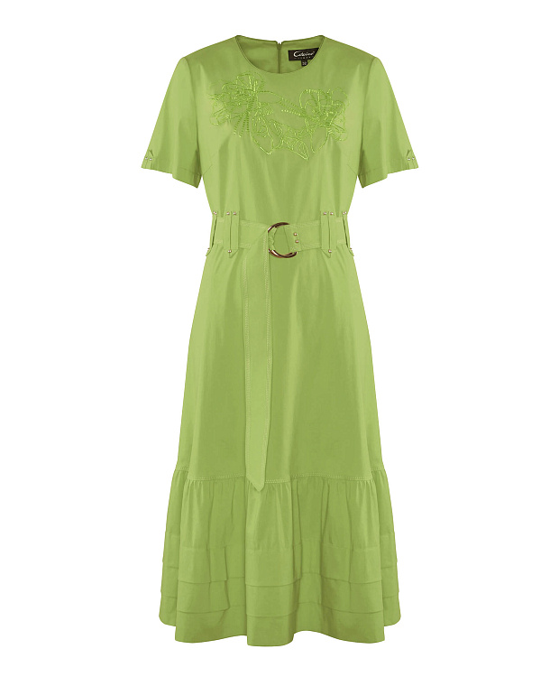 Легкое платье с вышивкой Цвет Оливковый