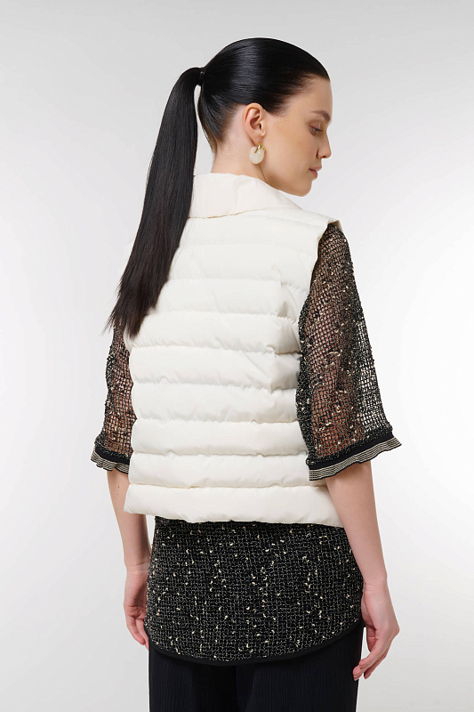 Стеганный жилет с цветочной вышивкой Цвет Бежевый Изображение 2