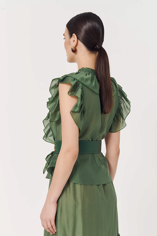 Топ с воланами и ремнем Цвет Зеленый Изображение 2