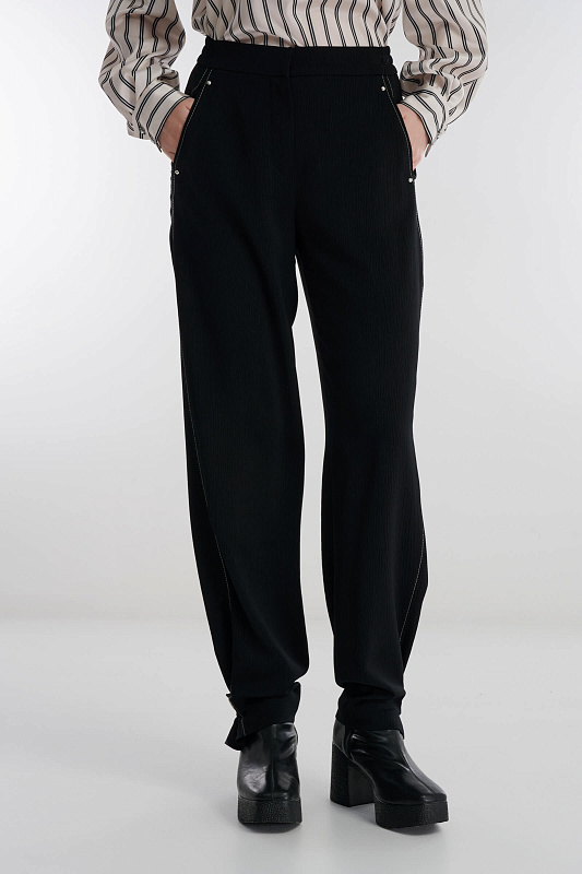 Фактурные брюки из поливискозы Цвет Черный