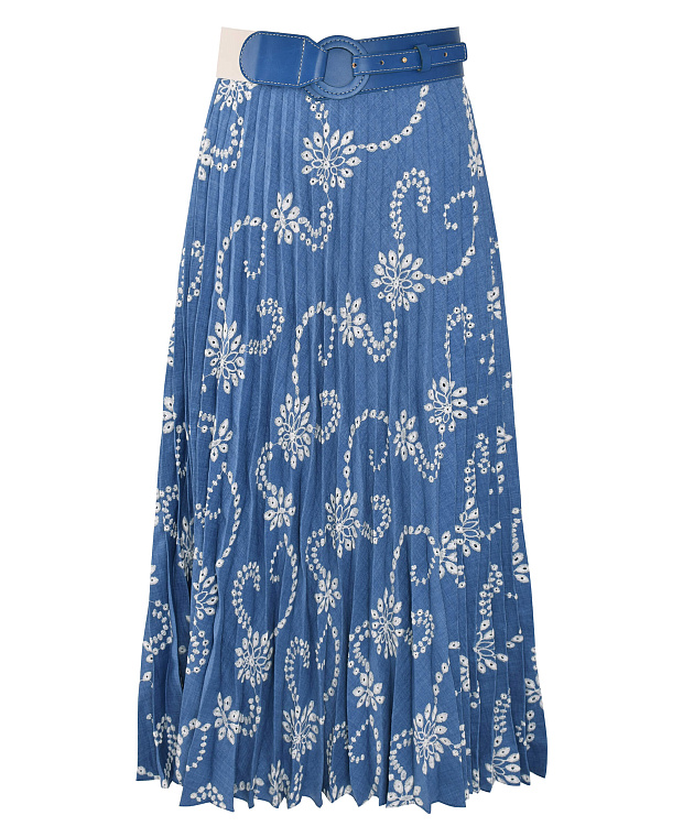 Юбка с цветочной вышивкой Цвет Синий