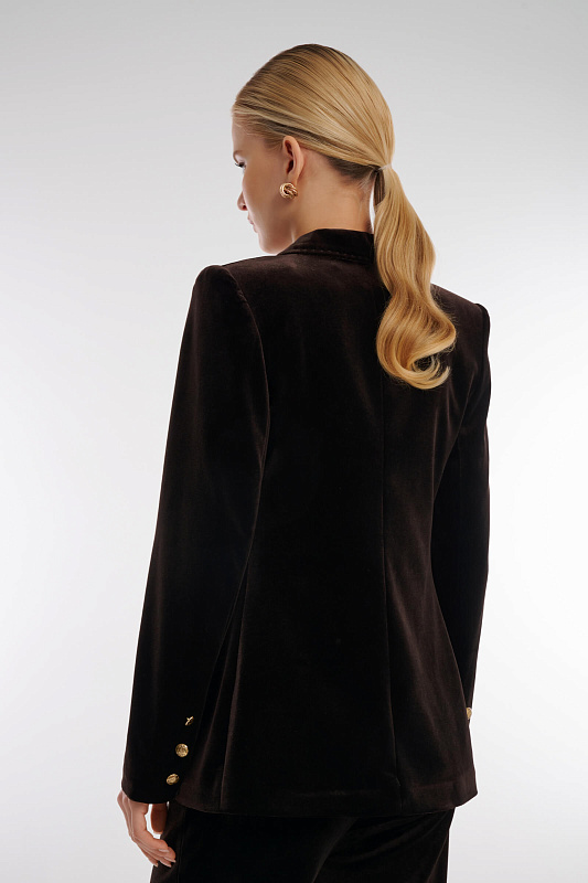 Бархатный пиджак Цвет Коричневый Изображение 2