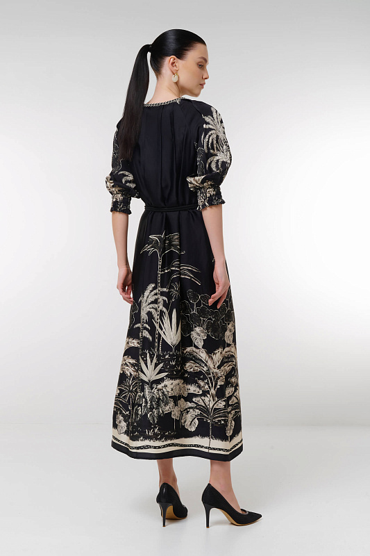 Платье с растительным узором Цвет Черный Изображение 2