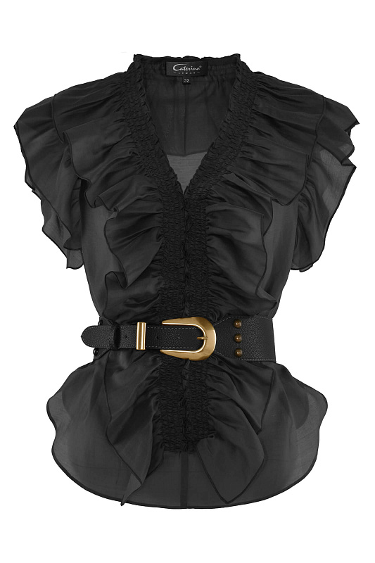 Топ с воланами и ремнем Цвет Черный