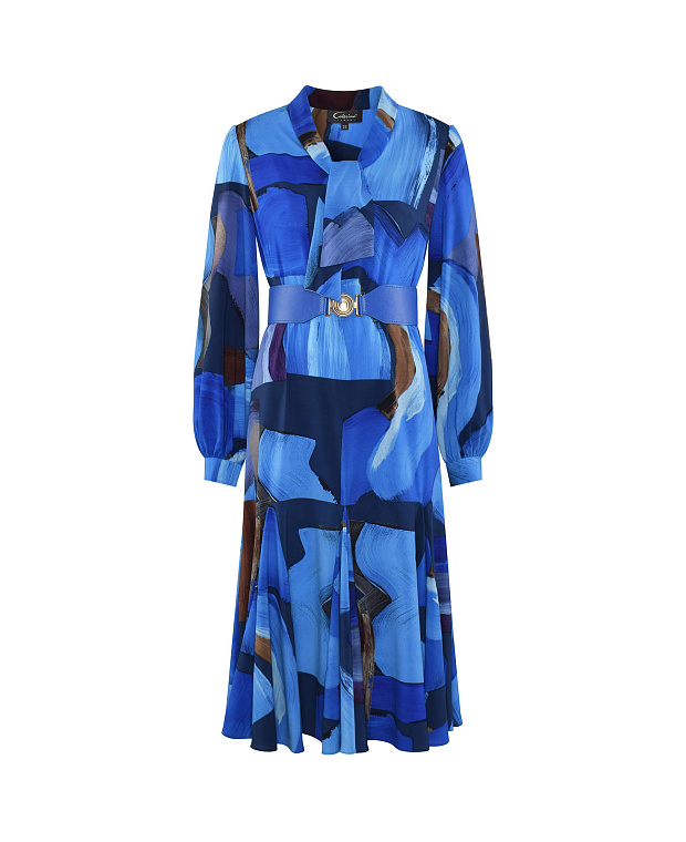 Платье с ярким сине-голубым принтом Цвет Синий