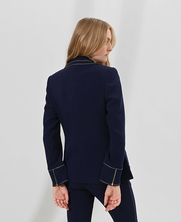 Приталенный пиджак с контрастной отстрочкой Цвет Синий Изображение 2