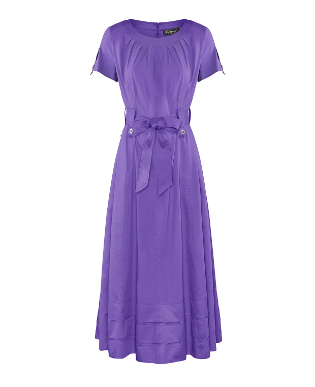 Платье А-силуэта с поясом Цвет Фиолетовый