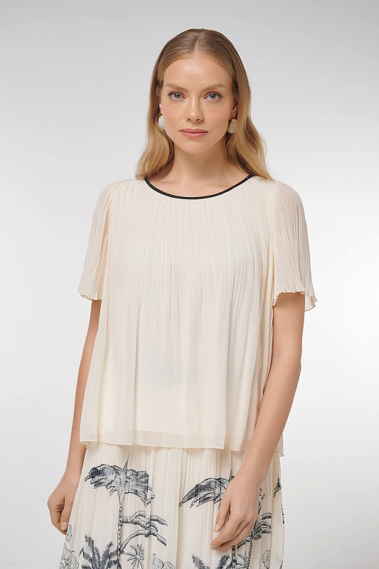 Блузка с поясом Цвет Кремовый
