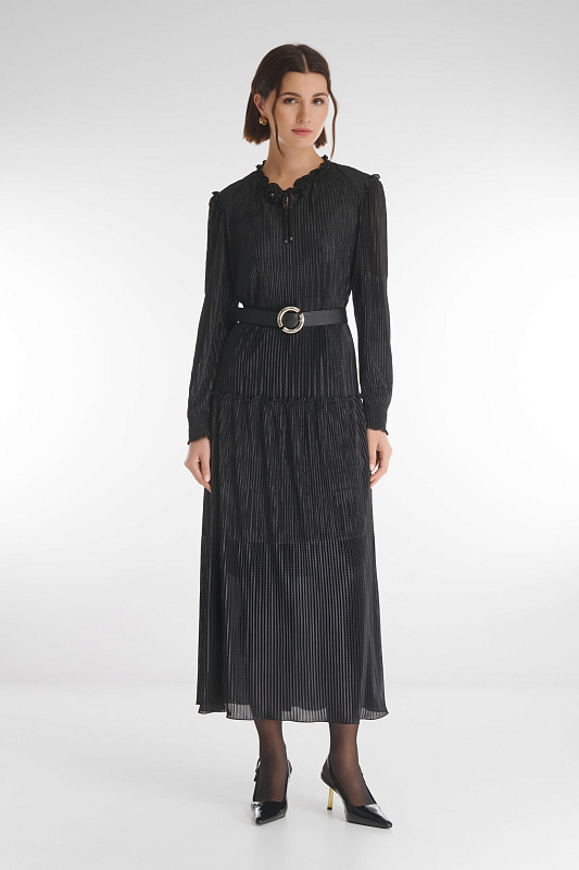 Длинное платье с эффектом плиссировки Цвет Черный