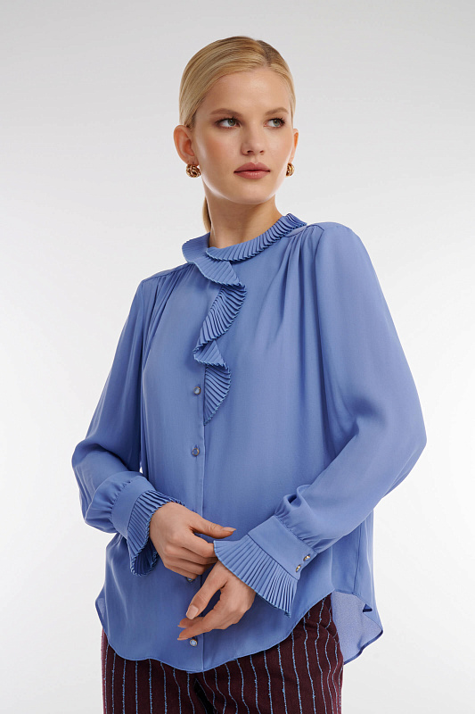 Рубашка с длинным рукавом Цвет Голубой