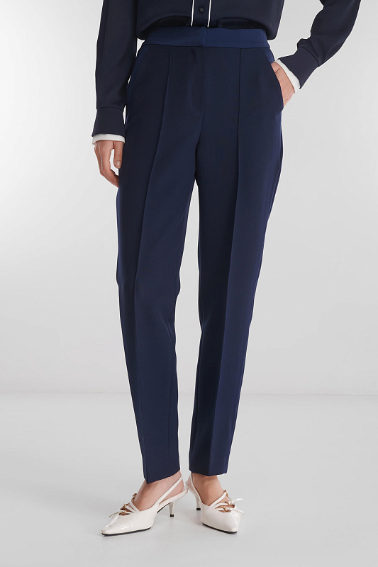 Брюки со стрелками из костюмной поливискозы Цвет Синий